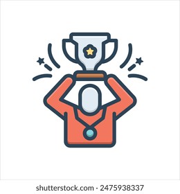 Vector colorful illustration icon for victory