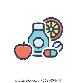 Vector colorful illustration icon for vitamins