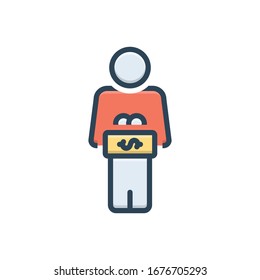 Vector colorful illustration icon for wage