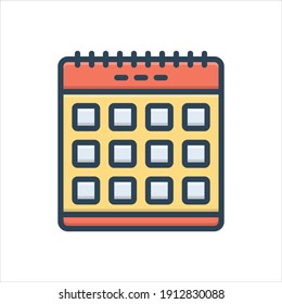 Vector colorful illustration icon for weekly calendar