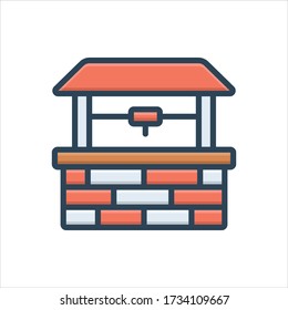Vector colorful illustration icon for well