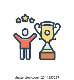 Icono de ilustración de color vectorial para ganar