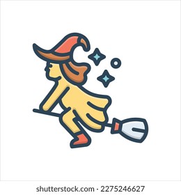 Vector colorful illustration icon for witch