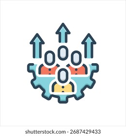 Icono colorido de la ilustración del Vector para el desarrollo de la fuerza laboral