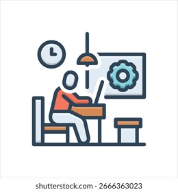 Icono colorido de la ilustración del Vector para el taller