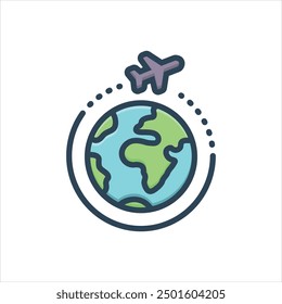 Vector colorful illustration icon for world wide delivery