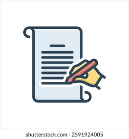 Vector colorful illustration icon for write letter