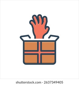 Vector colorful illustration icon for zombie box