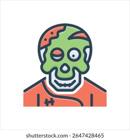 Ícone de ilustração colorido vetorial para zumbi