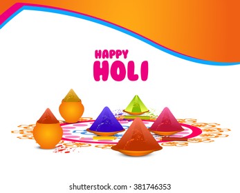 Vector colorful illustration for Indian festival holi, colorful spalsh and pichkari.