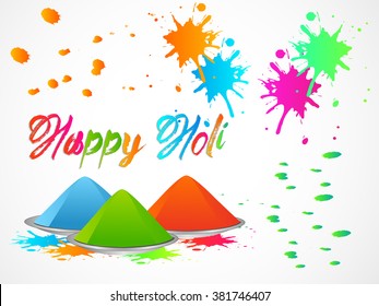 Vector colorful illustration for Indian festival holi, colorful spalsh and pichkari.