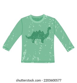 Vector Colorful Illustration of Longsleeve with Dino Print Isolated on White Background