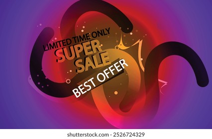 Vector colorful illustration modern super sale banner template design, Big sales special offers. End of season party background design
