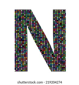 vector colorful illustration with multicolor letter N on  a white background