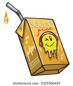 Vector colorful illustration of music flavor juice box. Artwork in cartoon style. svg