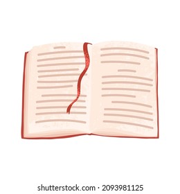 Vector colorful illustration of open book with bookmark isolated on white background