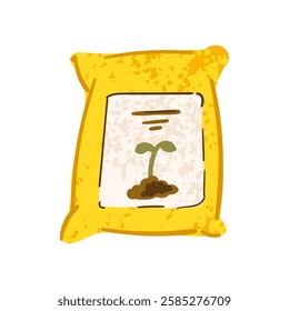 Vector Colorful Illustration of Packing of Soil for Transplanting Plants Isolated on White Background