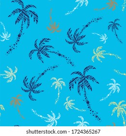 Vector colorful illustration pattern of stylized palm trees.