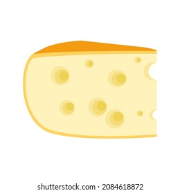 Vector colorful illustration of piece of cheese isolated on white background