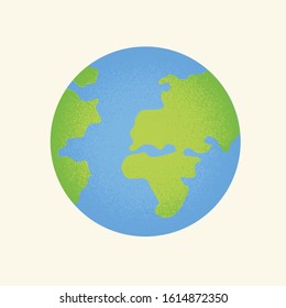 Vector colorful illustration of planet isolated on background. 
Earth in semi flat style. World environment day. Globe with earth and sea. Cosmos. Map icon. Symbol of  universe. Human home.