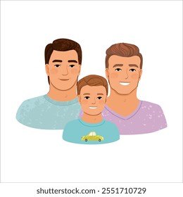 Ilustração colorida vetorial da família LGBT de retrato isolada sobre fundo branco