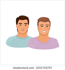 Vetor Ilustração Colorida Retrato um Casal LGBT Isolado no Fundo Branco