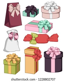 Vector colorful illustration of present box with bow