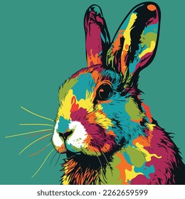 Vector colorful illustration rabbit in pop art style