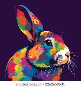 Vector colorful illustration rabbit in pop art style