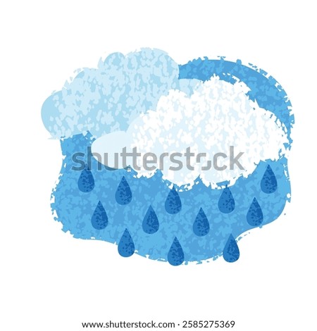 Vector Colorful Illustration of Rain with the Sun Isolated on White Background