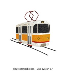 Vector Colorful Illustration of Retro Tram Isolated on White Background