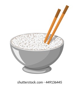 Vector colorful illustration of a Rice Bowl and chopstick