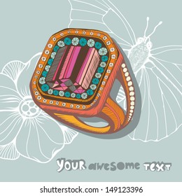Vector colorful illustration "Ring". Fashion set.