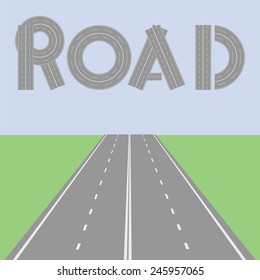 Vector Colorful Illustration  with Road Background