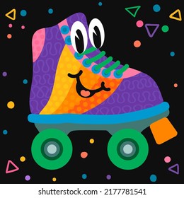 Vector colorful illustration of Roller with smily face on abstract background