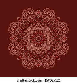 Vector colorful illustration of round floral ornament