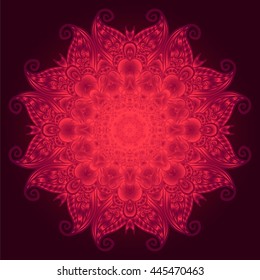 Vector colorful illustration of round floral ornament