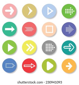 Vector Colorful Illustration with Set of Arrows Icons on a White  Background