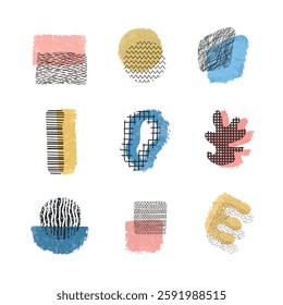 Vector Colorful Illustration Set With Different Abstract Design Patterns Isolated on White Background