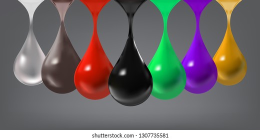 Vector Colorful Illustration with Set of Drops on grey Background