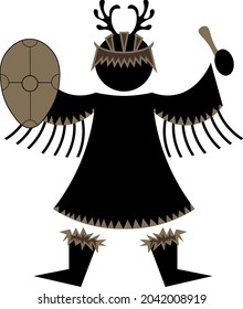 Vector colorful illustration of shaman with drum