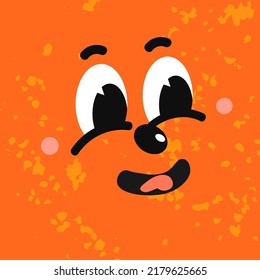 Vector Colorful Illustration of of Smiled Emotion Face. Funny comic book characters on square poster. Bright cartoon-styled elements for your design of wallpaper, t-shirt print, graphic print