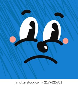 Vector Colorful Illustration of of Smiled Emotion Face. Funny comic book characters on square poster. Bright cartoon-styled elements for your design of wallpaper, t-shirt print, graphic print