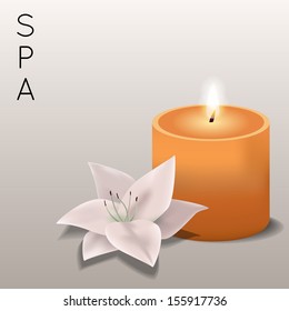Vector colorful illustration of spa with flower and candle