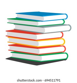 Vector colorful illustration of stack books or magazines isolated on white background