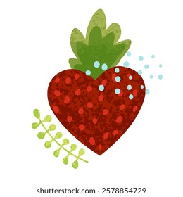 Vector Colorful Illustration of Strawberries in the Shape of a Heart Isolated on White Background