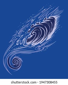 Vektorfarbige Illustration von stilisierten Wellen im Grafikstil.