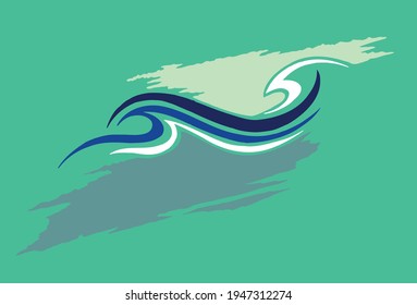 Vector colorful illustration of stylized wave in graphic style.
