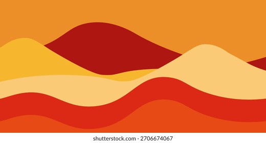 Vector ilustración colorida de una puesta de sol en las montañas. Plantilla Horizontal de Anuncio. Naturaleza Abstractas. Moderna