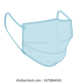 Vector colorful illustration of surgical mask isolated on white background. Safety breathing mask. Industrial safety N95 mask, dust protection respirator and breathing medical respiratory mask